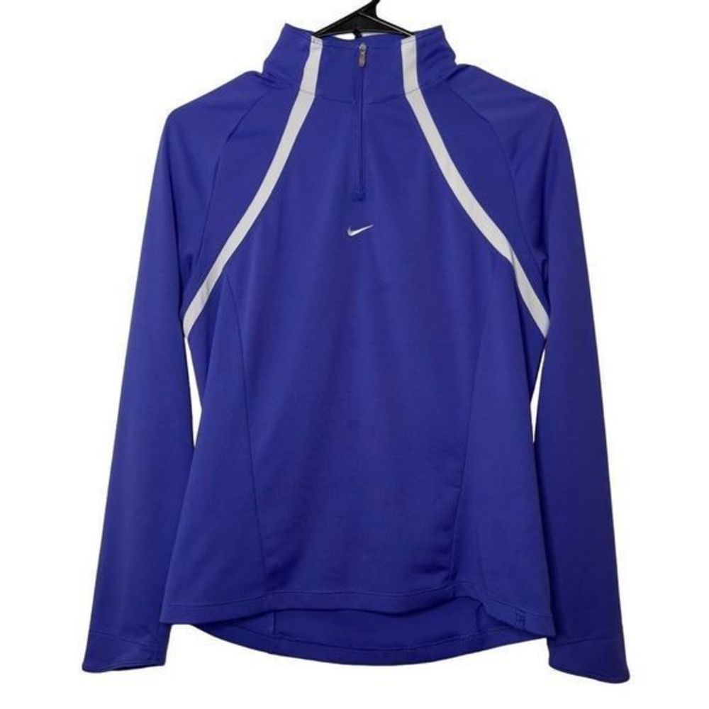 Nike Women's Fit Dry 3/4 Zip Lightweight Purple Pullover Athletic Top Si…
